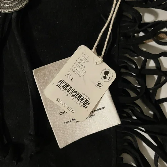 Free People (New With Tags) Suede Fringe Black Crossbody Bag - Picture 4 of 6